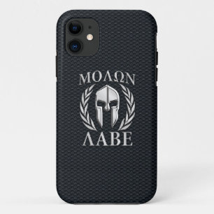 Molon Labe Chrome Spartan Helmet on Grille iPhone  Case-Mate iPhone Case