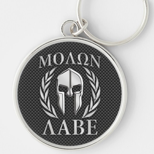 Molon Labe Chrome Style Spartan Armour Carbon Key Ring (Front)