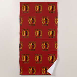 Molon Labe Grunge Spartan Warrior Helmet on a Beach Towel