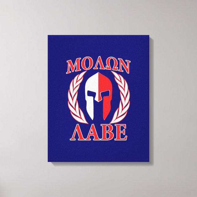 Molon Labe Spartan Armour Laurels Navy Blue Canvas Print (Front)