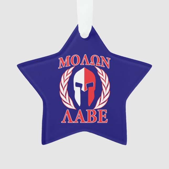 Molon Labe Spartan Armour Laurels Navy Blue Ornament (Front)