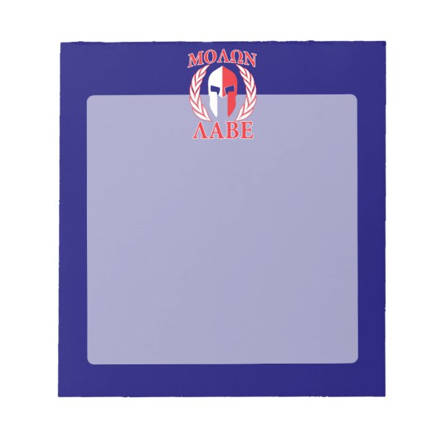 Molon Labe Spartan Armour Laurels Tri Colour Notepad (Front)