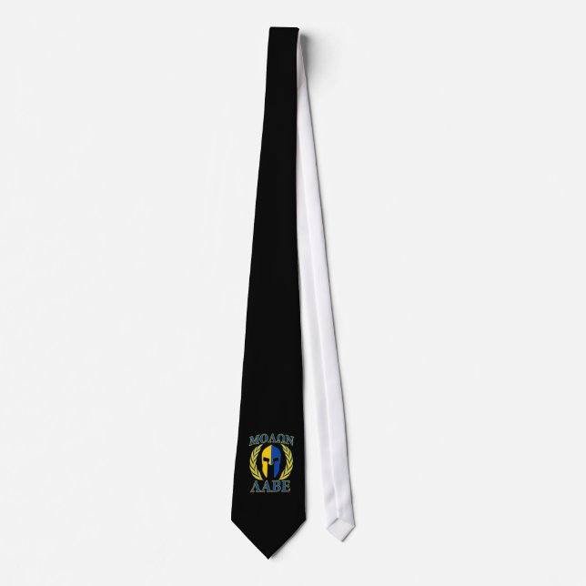 Molon Labe Spartan Armour Laurels Yellow Blue Deco Tie (Front)
