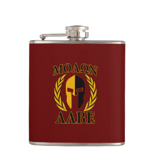 Molon Labe Spartan Helmet Laurels Black Hip Flask
