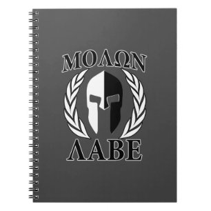 Molon Labe Spartan Helmet Laurels Charcoal Spiral Notebook
