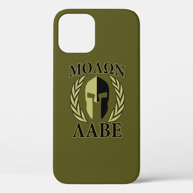Molon Labe Spartan Helmet Laurels Olive Green Deco Case-Mate iPhone Case (Back)