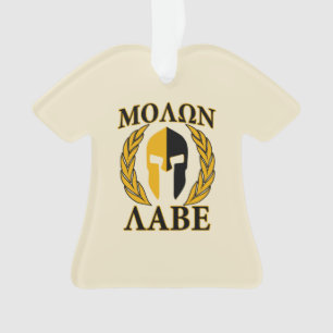 Molon Labe Spartan Helmet Laurels Warm Beige Ornament