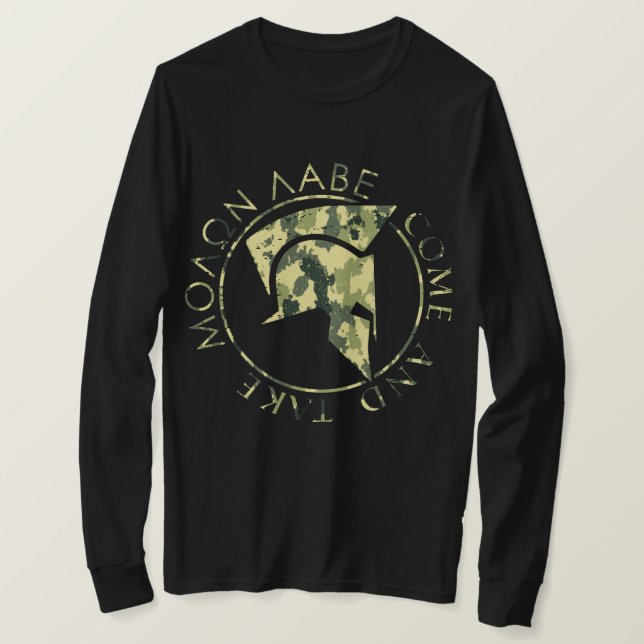 Molon Labe Spartan Helmet Military Camo Men's LS T-Shirt (Design Front)