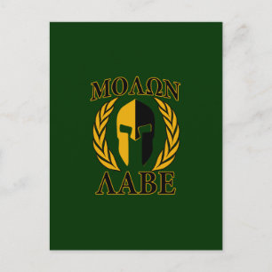 Molon Labe Spartan Laurels Forest Green Decor Postcard