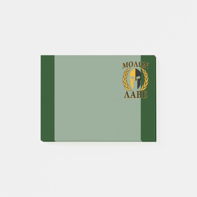 Molon Labe Spartan Laurels on Forest Green Post-it Notes (Front)