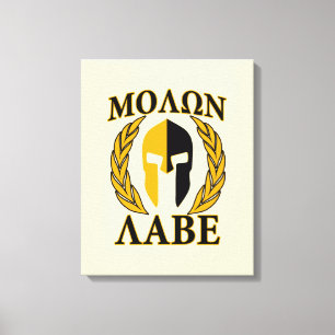 Molon Labe Spartan Mask Laurels Beige Accent Canvas Print
