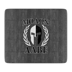 Molon Labe Spartan Mask Laurels Black & White Cutting Board