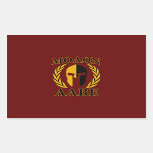 Molon Labe Spartan Mask Laurels Burgundy Red Rectangular Sticker