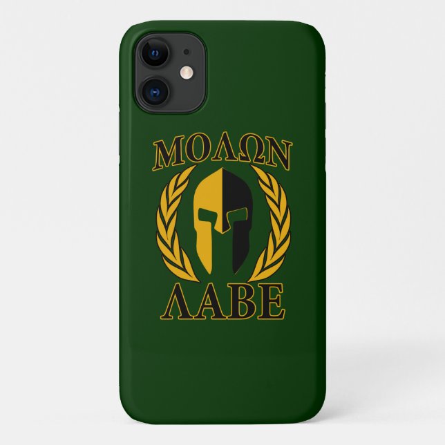 Molon Labe Spartan Mask Laurels Gold Case-Mate iPhone Case (Back)