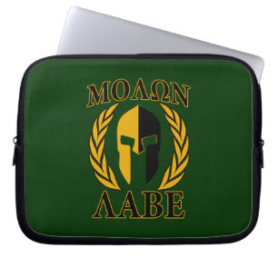 Molon Labe Spartan Mask Laurels Gold Laptop Sleeve