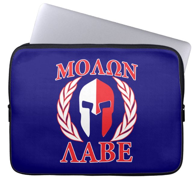 Molon Labe Spartan Mask Laurels Tri Colour Laptop Sleeve (Front)