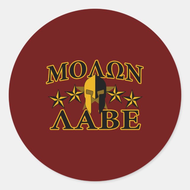 Molon Labe Spartan Warrior 5 stars Burgundy Classic Round Sticker (Front)