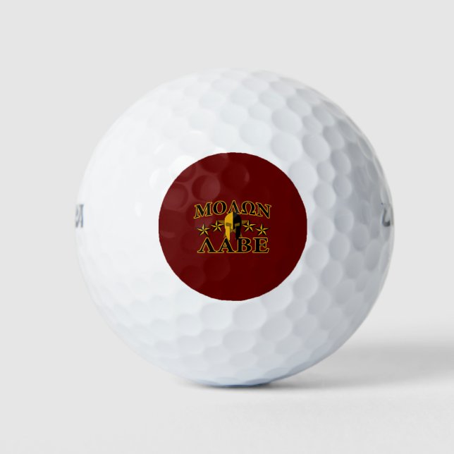 Molon Labe Spartan Warrior 5 stars Burgundy Golf Balls (Front)