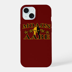 Molon Labe Spartan Warrior 5 stars Burgundy iPhone 15 Case