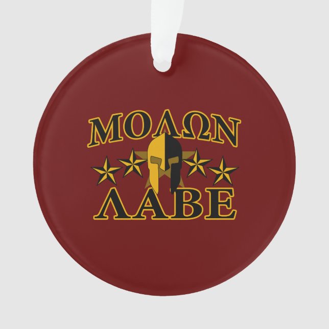 Molon Labe Spartan Warrior 5 stars Burgundy Ornament (Front)