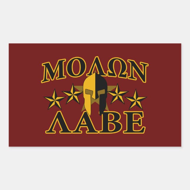 Molon Labe Spartan Warrior 5 stars Burgundy Rectangular Sticker (Front)