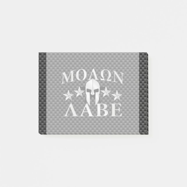 Molon Labe Spartan Warrior 5 stars Carbon Post-it Notes (Front)