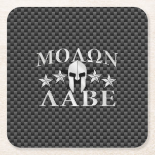 Molon Labe Spartan Warrior 5 stars Carbon Square Paper Coaster