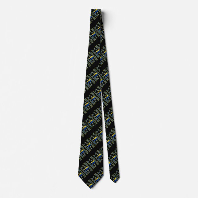 Molon Labe Spartan Warrior 5 stars Yellow Blue Tie (Front)