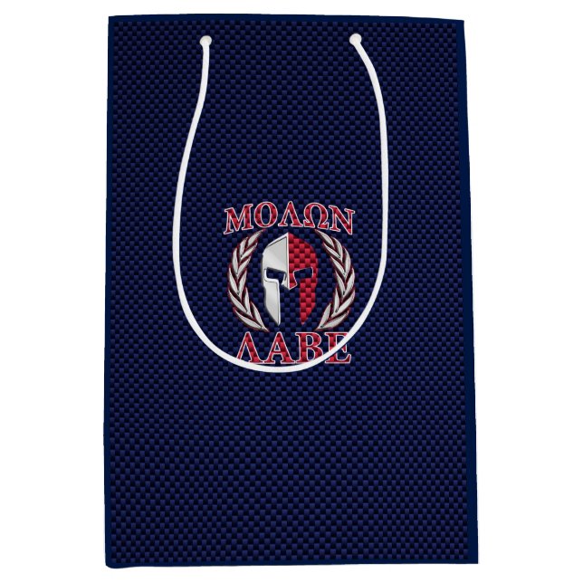 Molon Labe Spartan Warrior Carbon Fibre Chrome Medium Gift Bag (Front)