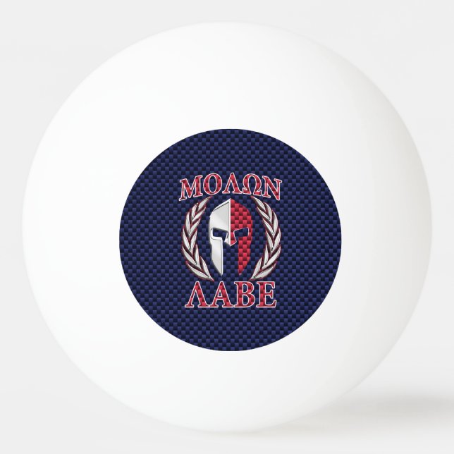 Molon Labe Spartan Warrior Carbon Fibre Chrome Ping Pong Ball (Back)