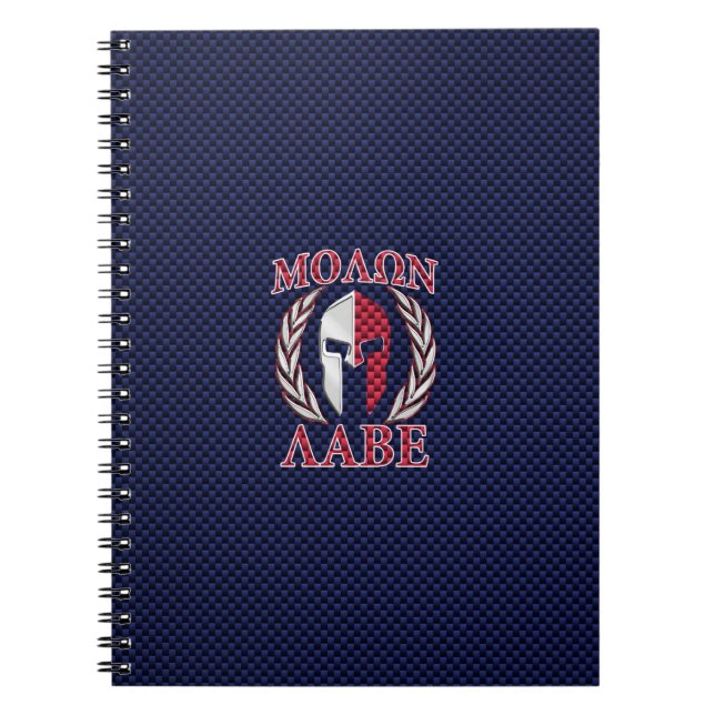 Molon Labe Spartan Warrior Carbon Fibre Style Spiral Notebook (Front)