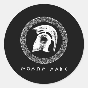 Molon Labe Spartan Warrior Helmet Ancient Greek Wa Classic Round Sticker