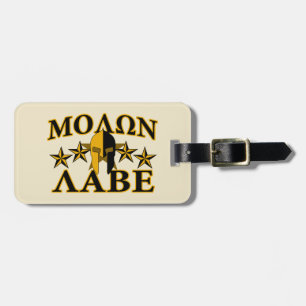 Molon Labe Spartan Warrior Helmet Golden Decor Luggage Tag