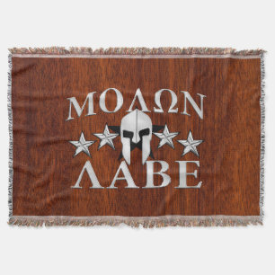 Molon Labe Spartan Warrior Helmet Mahogany Throw Blanket