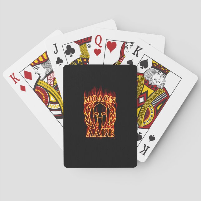 Molon Labe Spartan Warrior in Flames Playing Cards (Back)