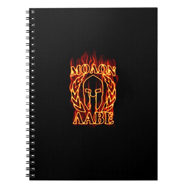 Molon Labe Spartan Warrior in Flames Spiral Notebook (Front)