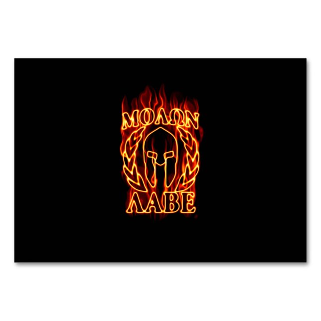 Molon Labe Spartan Warrior in Flames Table Number (Front)