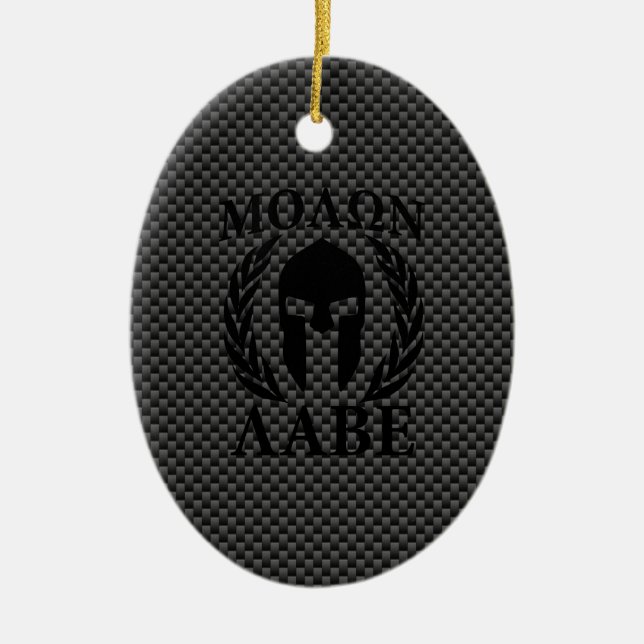 Molon Labe Spartan Warrior Laurels Carbon Style Ceramic Tree Decoration (Front)