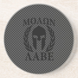 Molon Labe Spartan Warrior Laurels Carbon Style Coaster