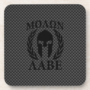 Molon Labe Spartan Warrior Laurels Carbon Style Coaster