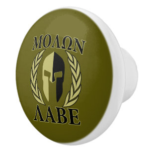 Molon Labe Spartan Warrior Laurels Ceramic Knob