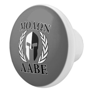 Molon Labe Spartan Warrior Laurels Ceramic Knob