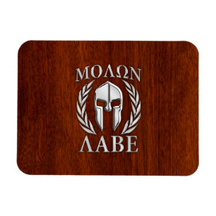 Molon Labe Spartan Warrior Laurels Chro Wood Print Magnet