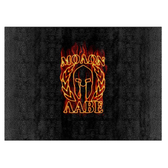 Molon Labe Spartan Warrior Laurels on Fire Cutting Board (Front)