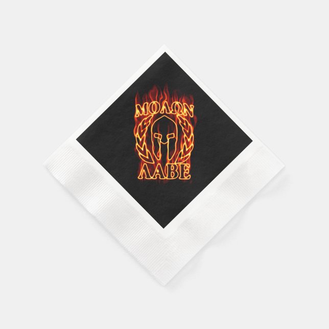 Molon Labe Spartan Warrior Laurels on Fire Napkin (Corner)