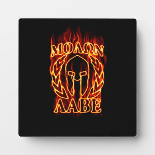 Molon Labe Spartan Warrior Laurels on Fire Plaque