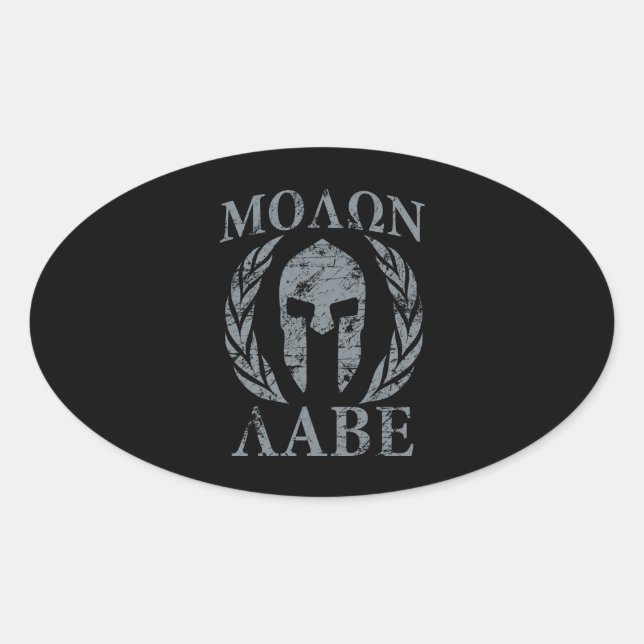 Molon Labe Spartan Warrior Laurels Oval Sticker (Front)