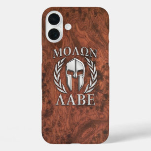 Molon Labe Spartan Warrior Mahogany Print on a iPhone 16 Plus Case