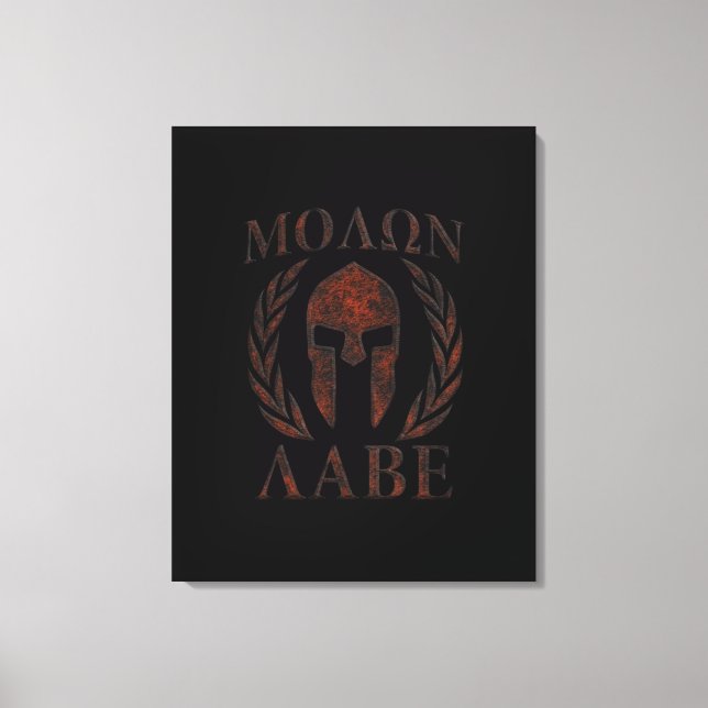 Molon Labe Spartan Warrior Mask Laurels Iron Canvas Print (Front)