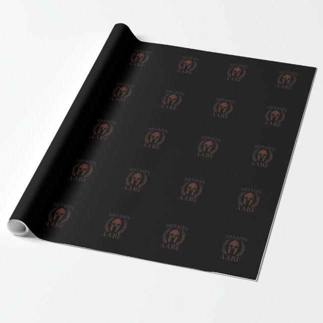 Molon Labe Spartan Warrior Mask Laurels Iron Wrapping Paper (Unrolled)